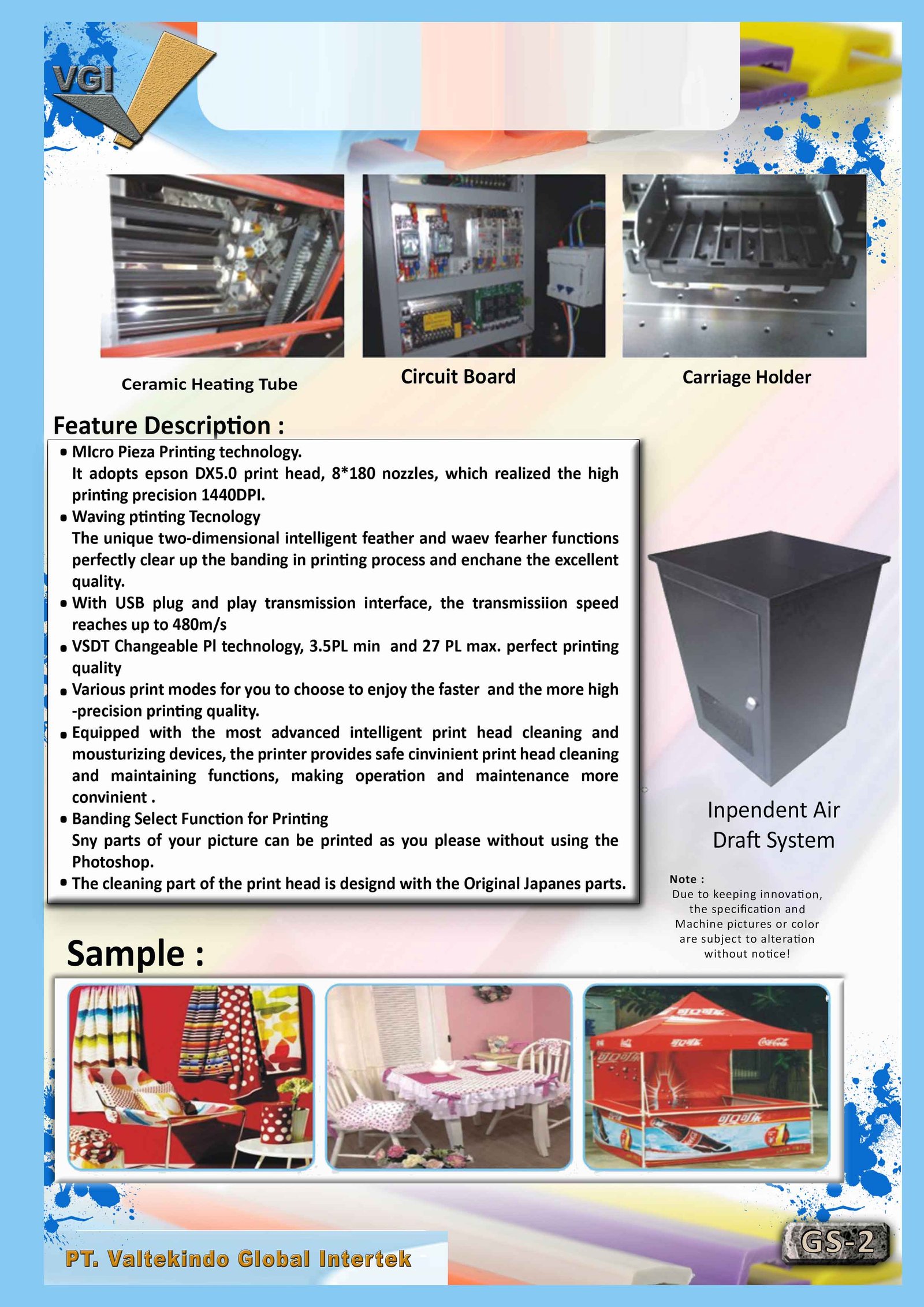 Sublimation Printer Feature Description