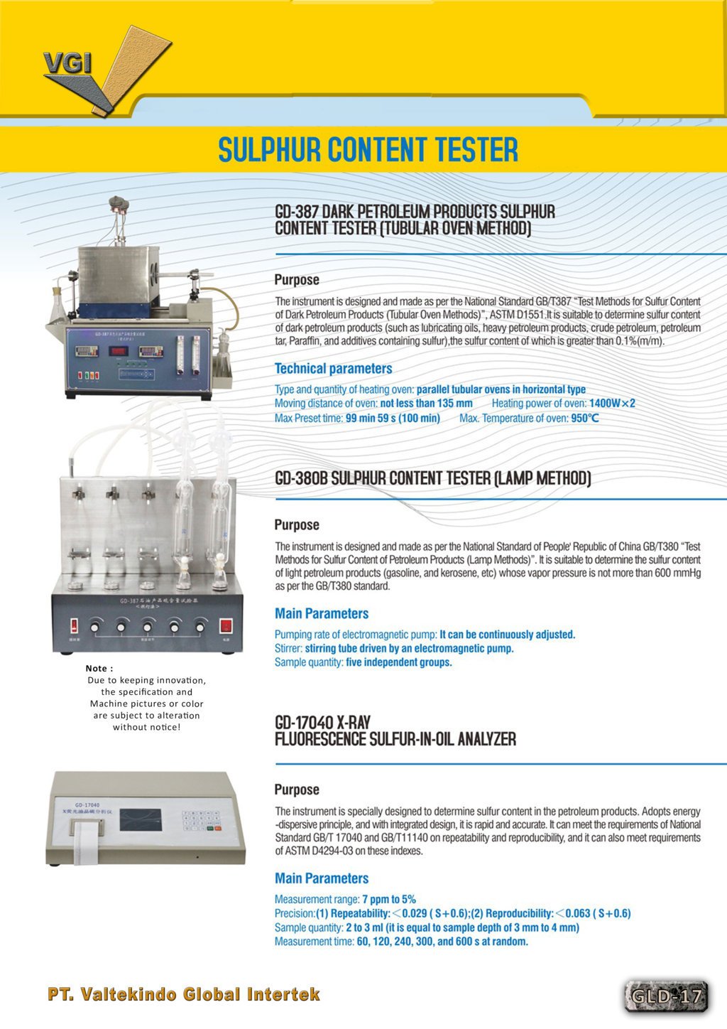 Sulphur Content Tester