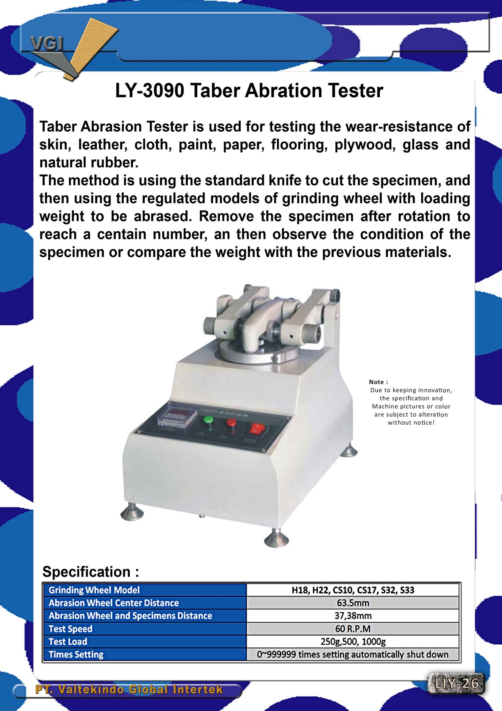 Taber Abration Tester