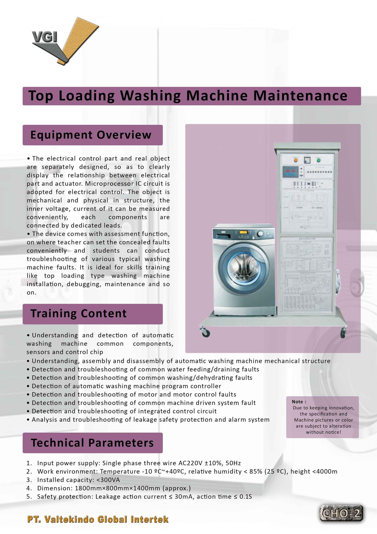 Top Loading Washing Machine Maintenance and Assessment Trainer 2