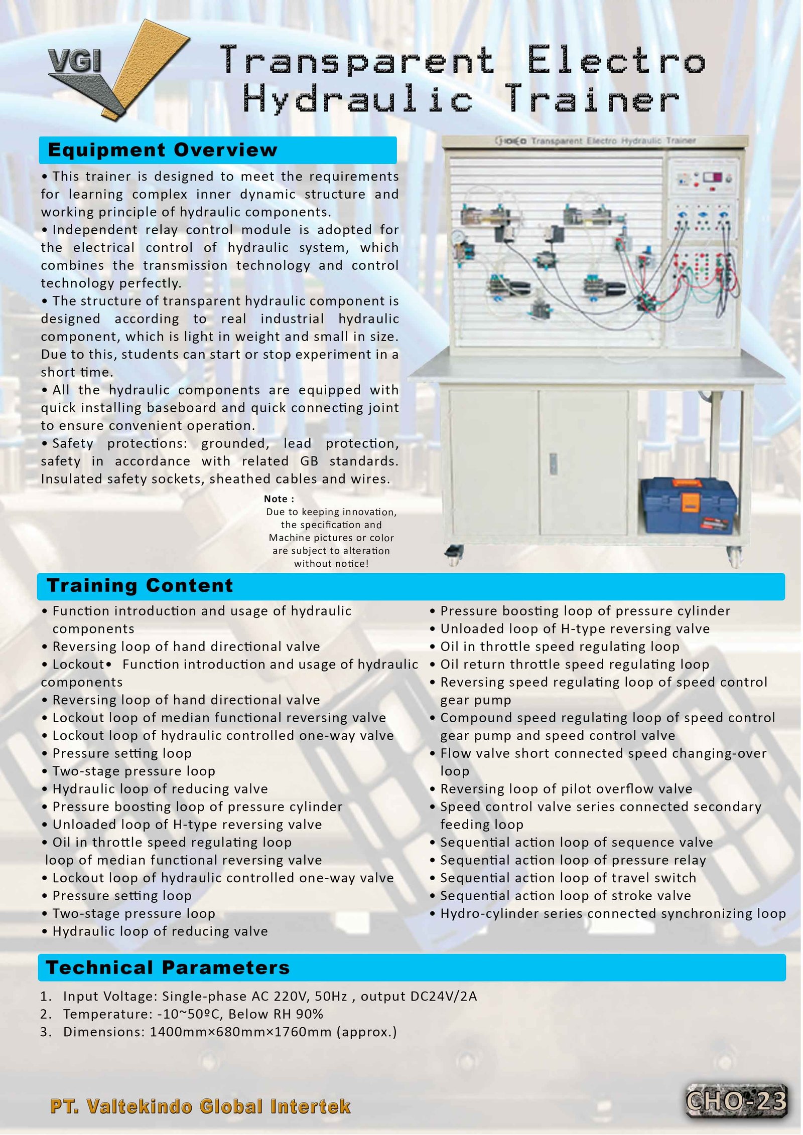 Transparent Electro Hydraulic Trainer