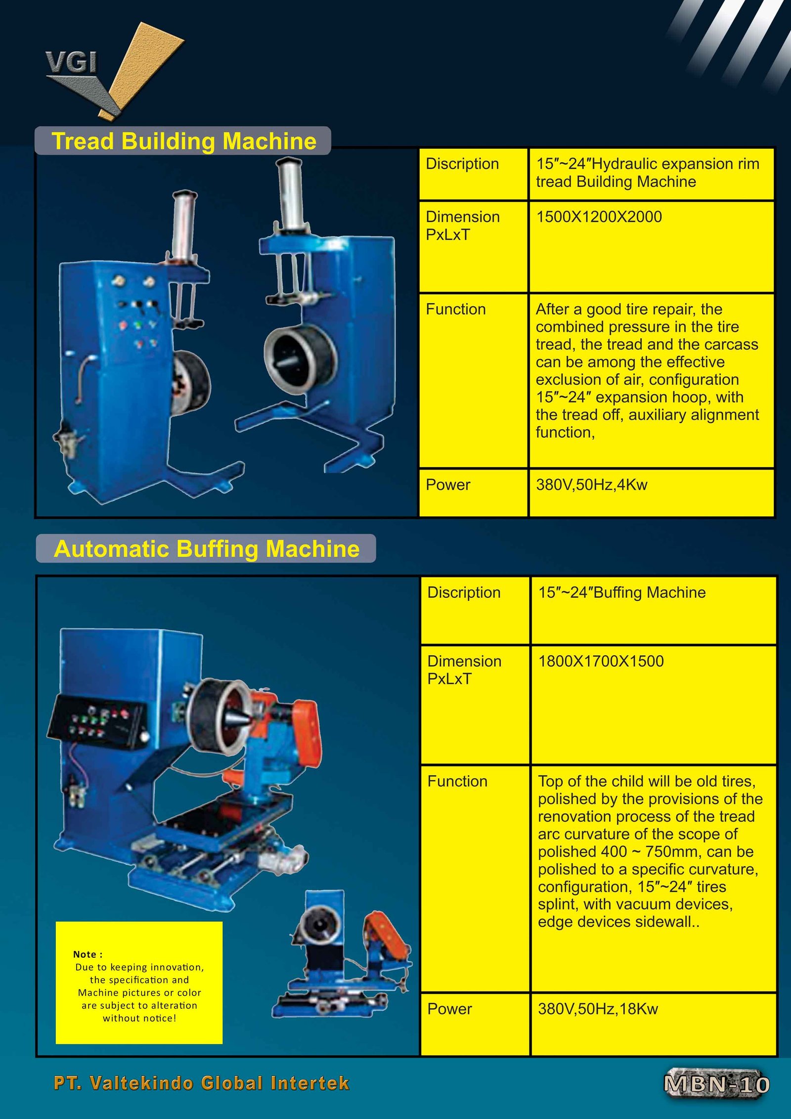 Tread Building Machine & Automatic Buffing Machine 