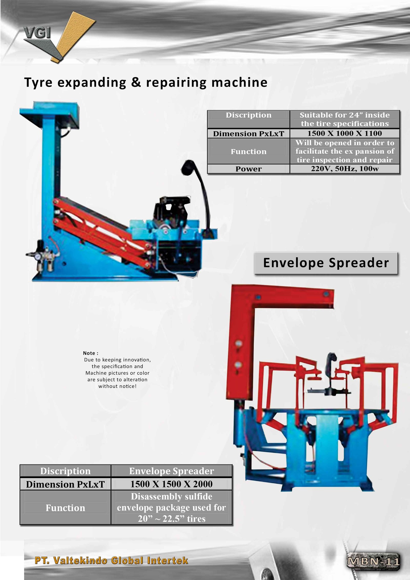 Tyre Expanding & Repairing Machine , Envelope Spreader