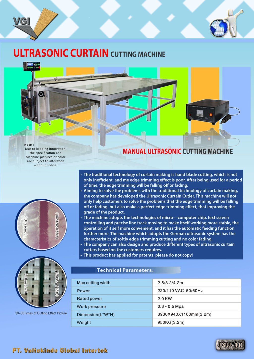 ULTRASONIC CURTAIN CUTTING MACHINE