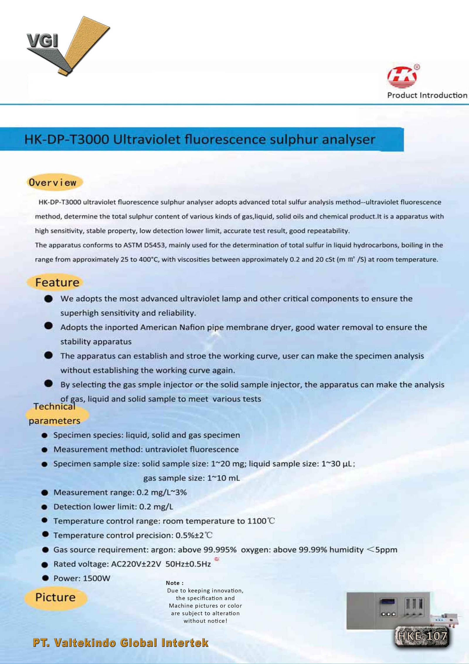 Ultraviolet Fluorescence Sulphur Analyzer