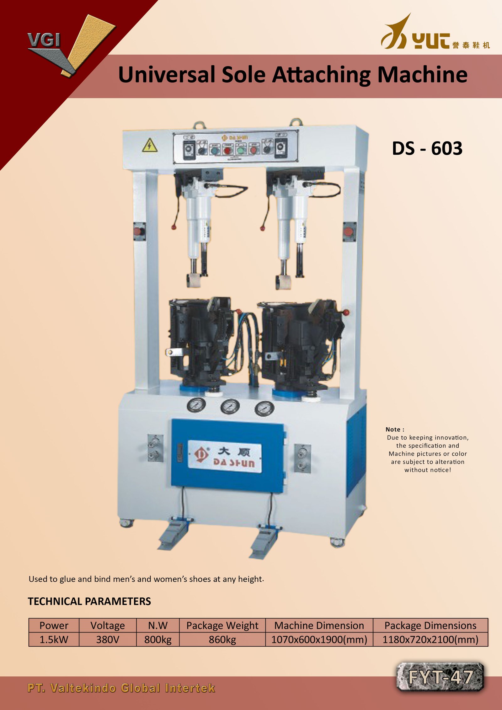 Universal Sole Attaching Machine