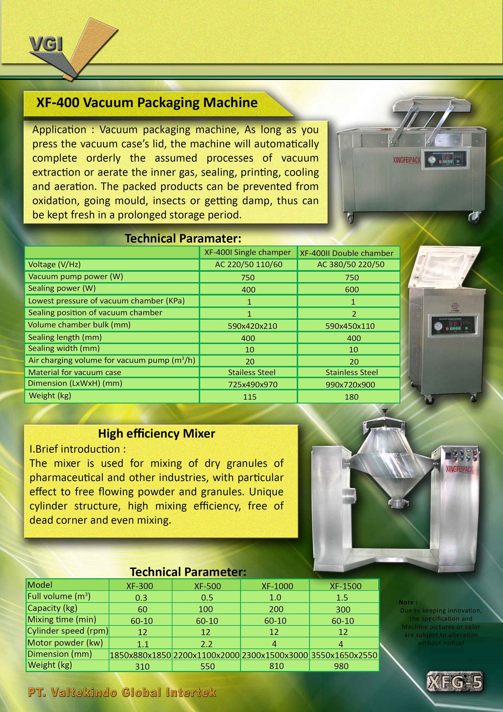 Vacuum Packaging Machine & High Efficiency Mixer