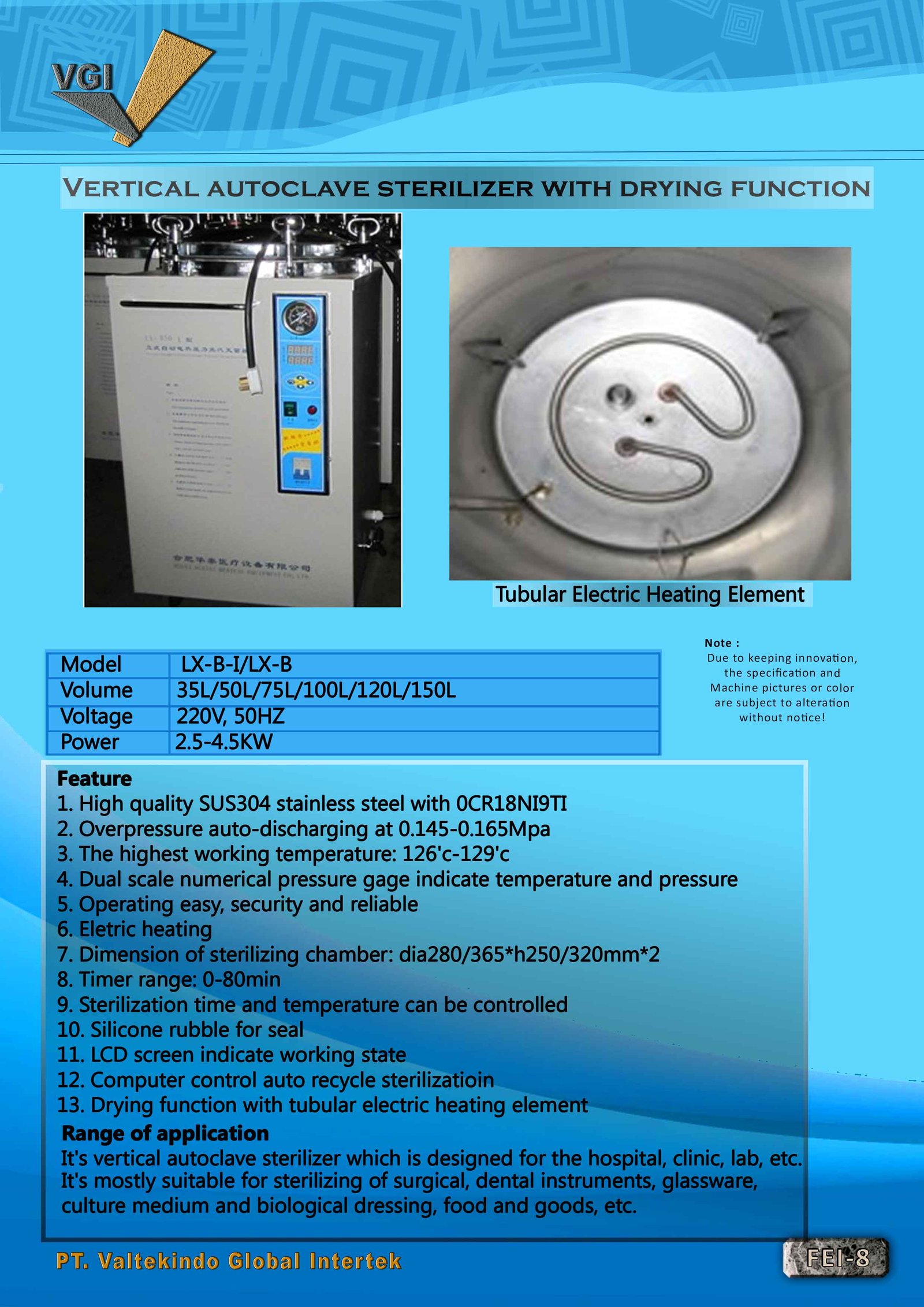 Vertical Autoclave Sterilizer With Drying Function