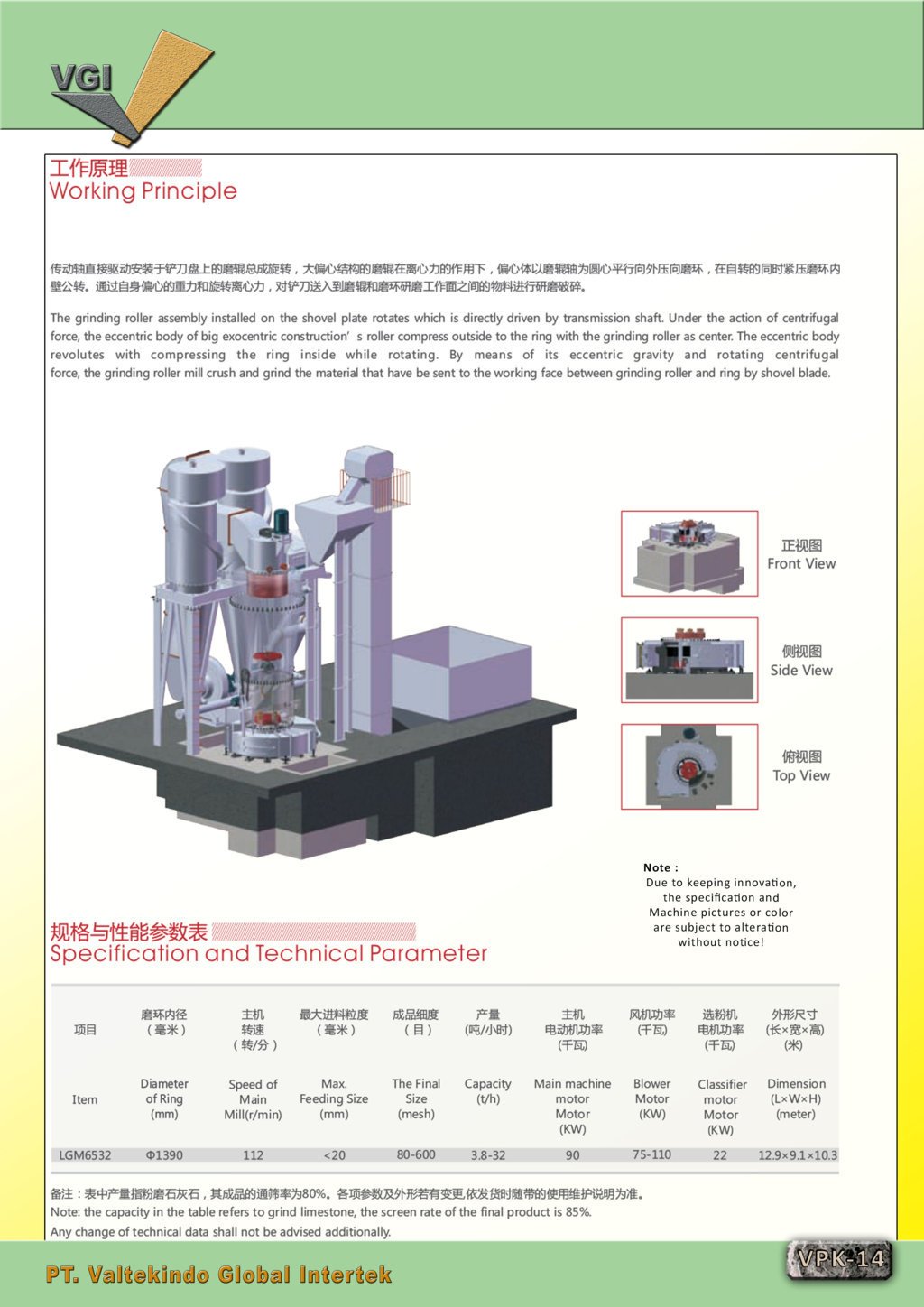 Vertical Eccentric Mill Spec