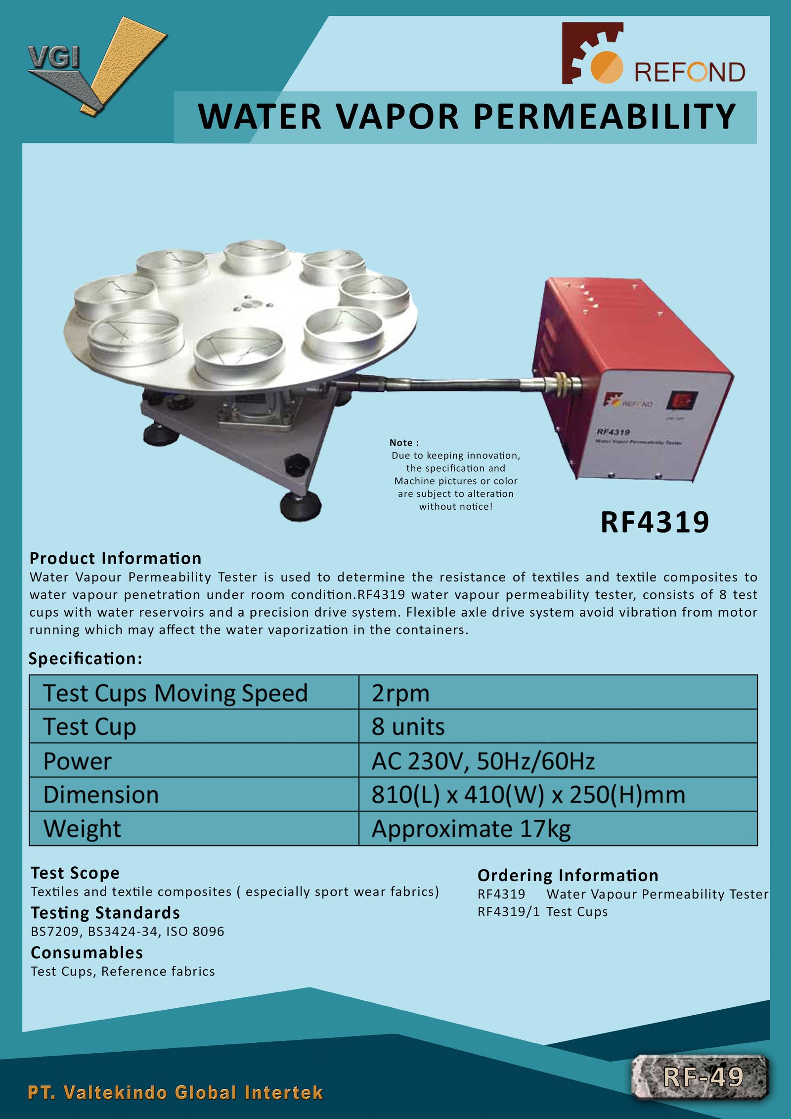 WATER VAPOR PERMEABILITY TESTER