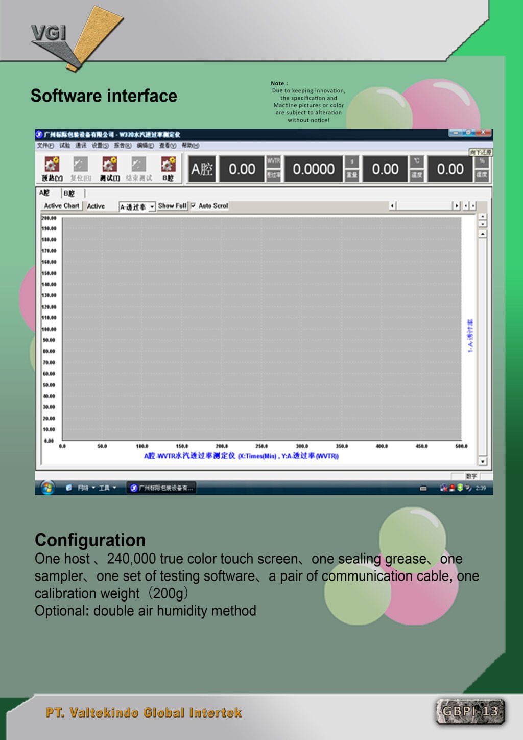 Water Vapor Permeation Analyzer 3 Softaware interface